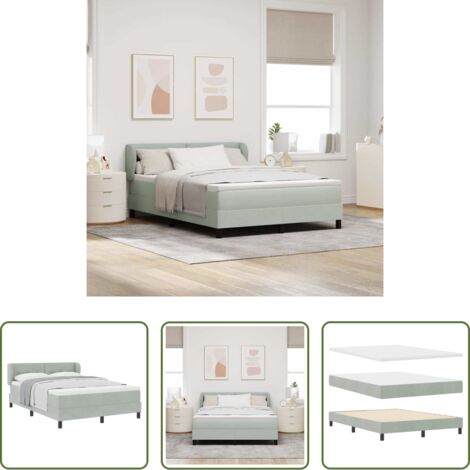 vidaXL Cama con cabecero ajustable -  Cama tipo Box Spring Gris claro 160 x 200 cm Terciopelo