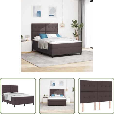 vidaXL Cama con cabecero ajustable -  Cama tipo Box Spring Marrón Oscuro 140 x 190 cm tela