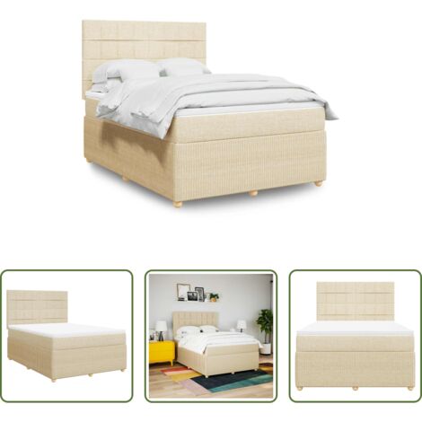 vidaXL Cama con cabecero -  Cama box spring con colchón tela color crema 140x200 cm
