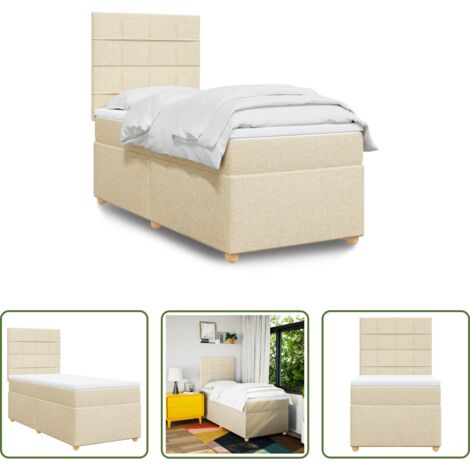 vidaXL Cama con cabecero -  Cama box spring con colchón tela color crema 80x200 cm
