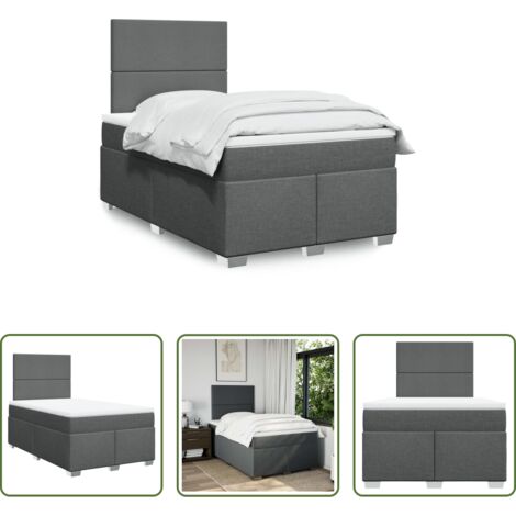 vidaXL Cama con cabecero -  Cama box spring con colchón tela gris oscuro 120x190 cm