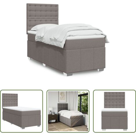 vidaXL Cama con cabecero -  Cama box spring con colchón tela gris taupe 80x200 cm