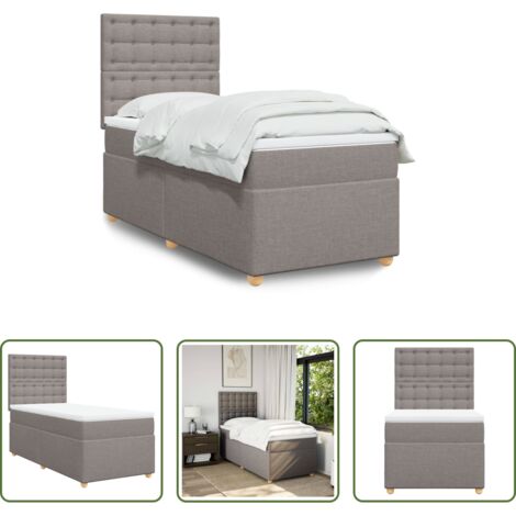 vidaXL Cama con cabecero -  Cama box spring con colchón tela gris taupe 90x190 cm