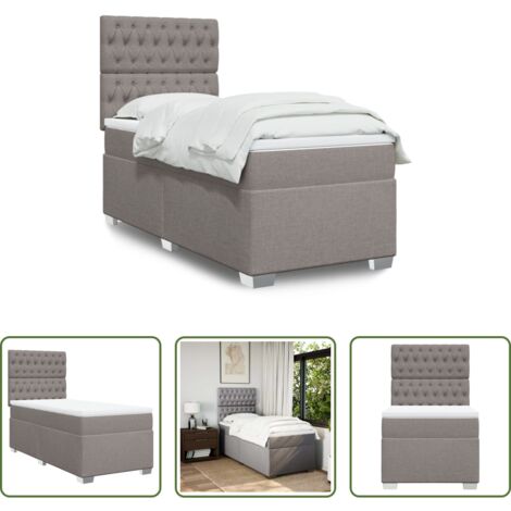 vidaXL Cama con cabecero -  Cama box spring con colchón tela gris taupe 90x200 cm