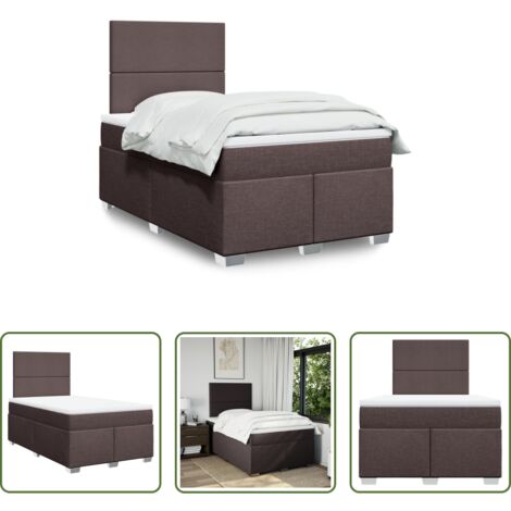 vidaXL Cama con cabecero -  Cama box spring con colchón tela marrón oscuro 120x200 cm