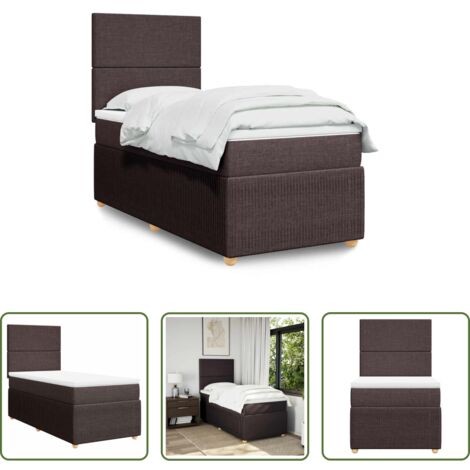 vidaXL Cama con cabecero -  Cama box spring con colchón tela marrón oscuro 80x200 cm