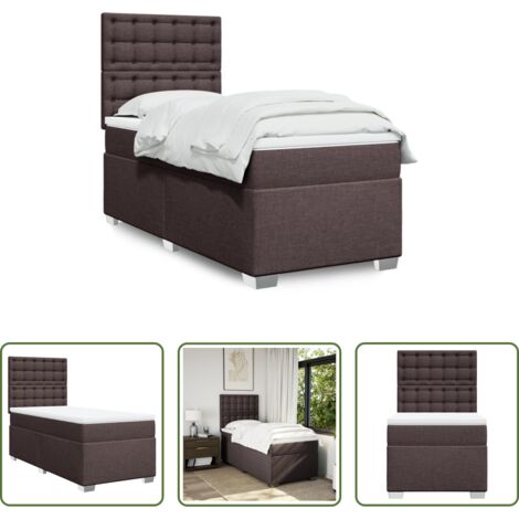vidaXL Cama con cabecero -  Cama box spring con colchón tela marrón oscuro 90x190 cm