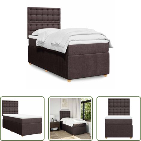 vidaXL Cama con cabecero -  Cama box spring con colchón tela marrón oscuro 90x200 cm