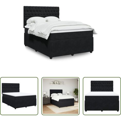 vidaXL Cama con cabecero -  Cama box spring con colchón terciopelo negro 140x190 cm