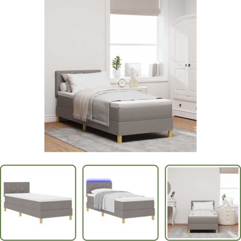 vidaXL Cama con cabecero -  Cama Box Spring LED con colchón con LED Taupé 80 x 200 cm tela