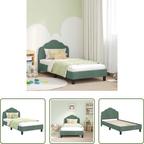 vidaXL Cama con cabecero -  Cama para niños con cabecero Verde Mar 80 x 160 cm Terciopelo