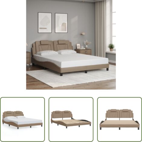vidaXL Cama con cabecero capuchino -  Estructura de cama Viana sin colchón cuero sintético capuchino 160x200cm