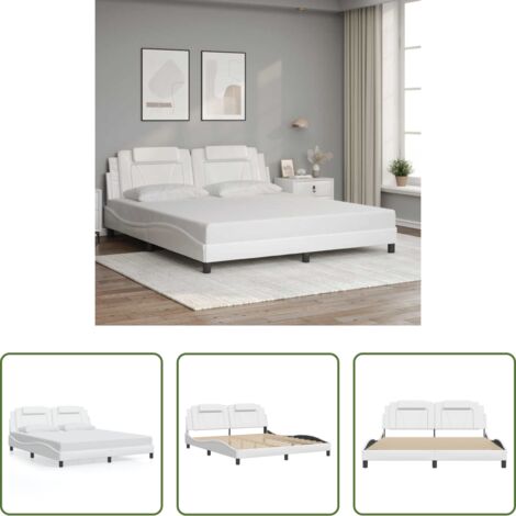 vidaXL Cama con cabecero de cuero sintético -  Estructura de cama Viana sin colchón cuero sintético blanco 180x200cm