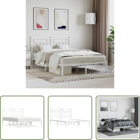 vidaXL Cama con cabecero -  Estructura cama sin colchón con cabecero metal blanco 140x200cm