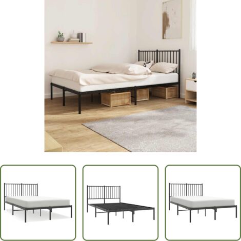 vidaXL Cama con cabecero -  Estructura cama sin colchón con cabecero metal negro 120x200 cm