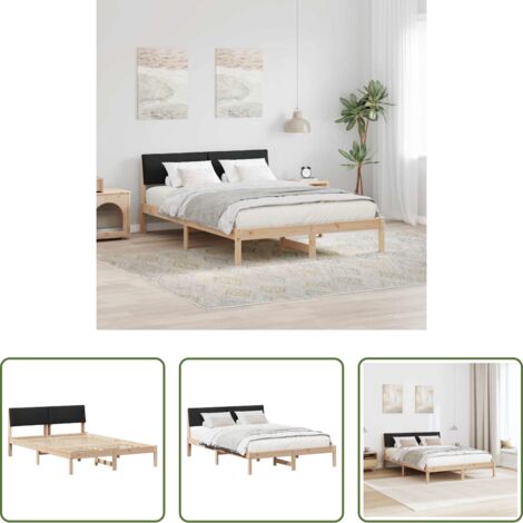 vidaXL Cama con cabecero -  Estructura de cama con cabecera Marrón y negro 150 x 200 cm