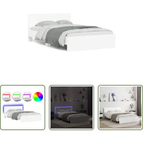 vidaXL Cama con cabecero -  Estructura de cama con cabecero y luces LED blanco 140x190 cm