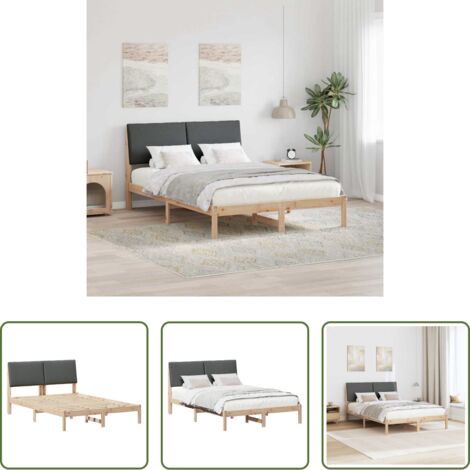 vidaXL Cama con cabecero -  Estructura de cama Negro y gris oscuro 150 x 200 cm