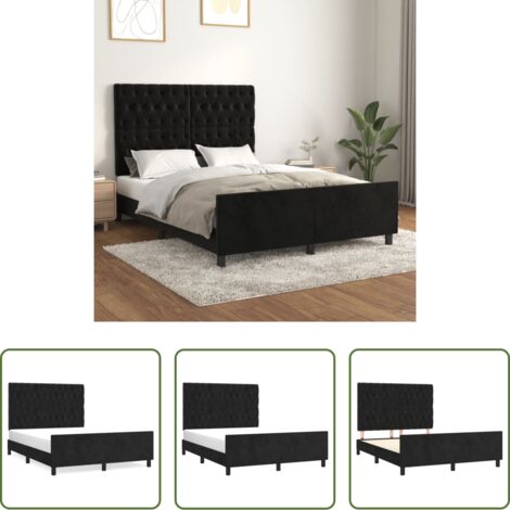 vidaXL Cama con cabecero -  Estructura de cama sin colchón terciopelo negro 140x200 cm