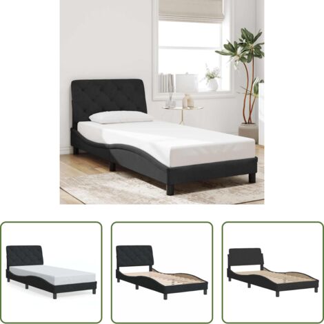 vidaXL Cama con cabecero -  Estructura de cama sin colchón terciopelo negro 90x190 cm