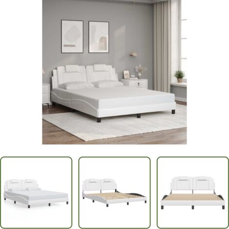 vidaXL Cama con cabecero -  Estructura de cama Viana sin colchón cuero sintético blanco 160x200cm