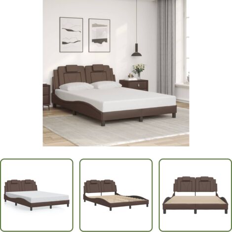 vidaXL Cama con cabecero marrón -  Estructura de cama Viana sin colchón cuero sintético marrón 120x200cm