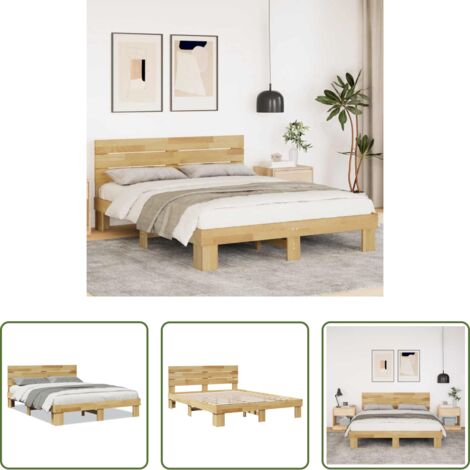 vidaXL Cama con cabecero sin colchón -  Estructura de cama con cabecero sin colchón 135x190 cm