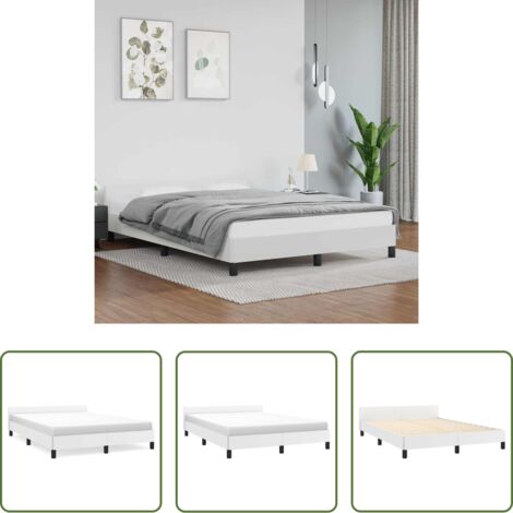 vidaXL Cama con cabecero sin colchón -  Estructura de cama con cabecero sin colchón blanco 140x190 cm