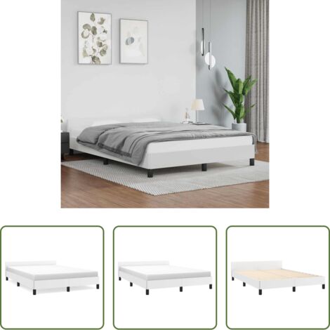 vidaXL Cama con cabecero sin colchón -  Estructura de cama con cabecero sin colchón blanco 140x200 cm