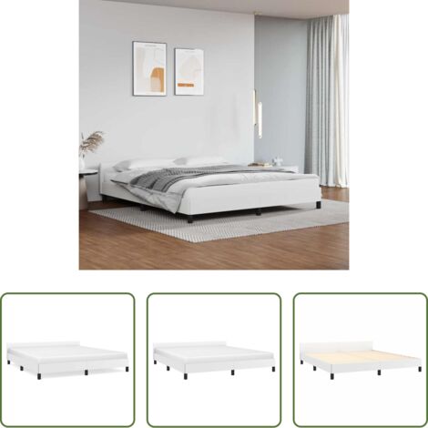 vidaXL Cama con cabecero sin colchón -  Estructura de cama con cabecero sin colchón blanco 180x200 cm