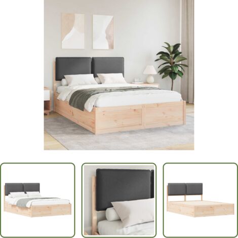 vidaXL Cama con cabecero tapizado - Estructura de Cama con Cabecera Tapizada Gris oscuro