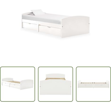 vidaXL Cama con cajones -  Estructura de cama con 2 cajones sin colchón blanco 90x200 cm