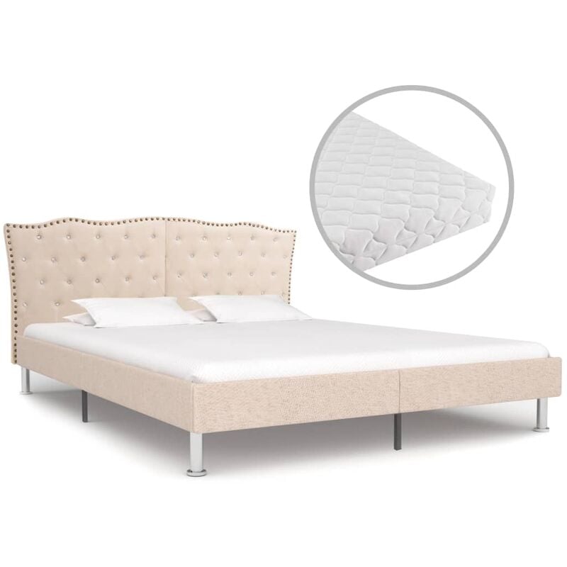 

Cama con Colchón Tela Beige 160x200 cm - Beige - Vidaxl