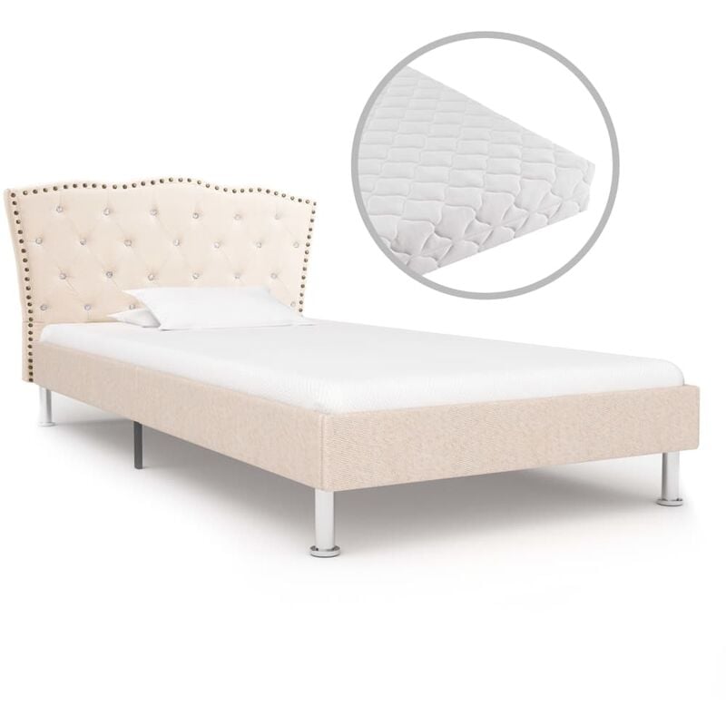 

Cama con Colchón Tela Beige 90x200 cm - Beige - Vidaxl
