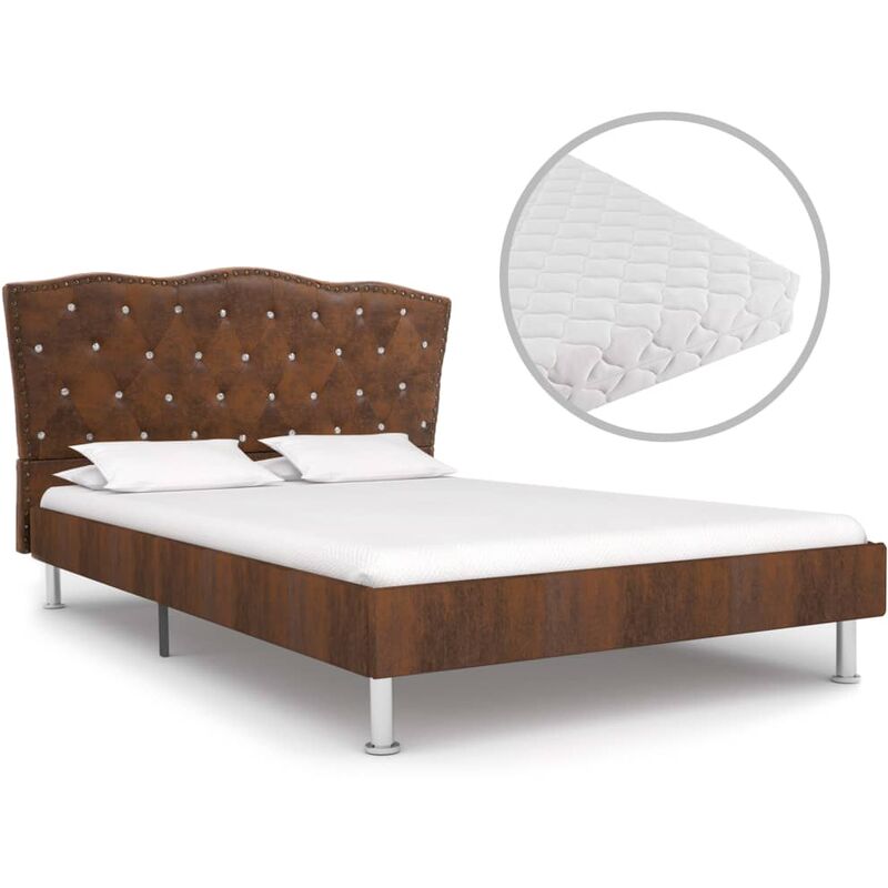 

Cama con Colchón Tela Marrón 140x200 cm - Marrón - Vidaxl