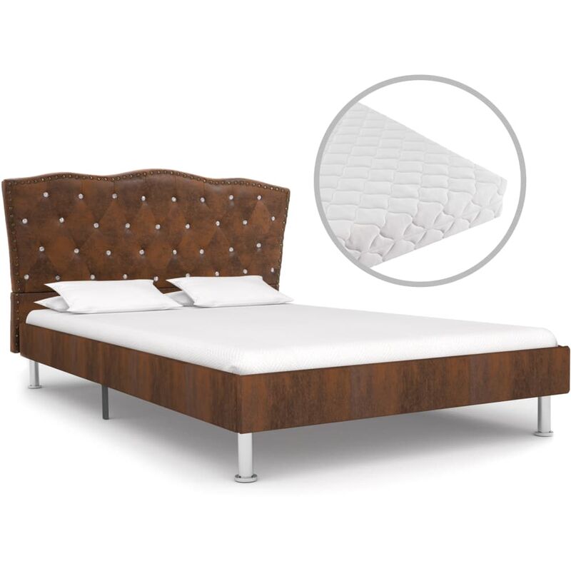 

Cama con Colchón Tela Marrón 120x200 cm - Marrón - Vidaxl
