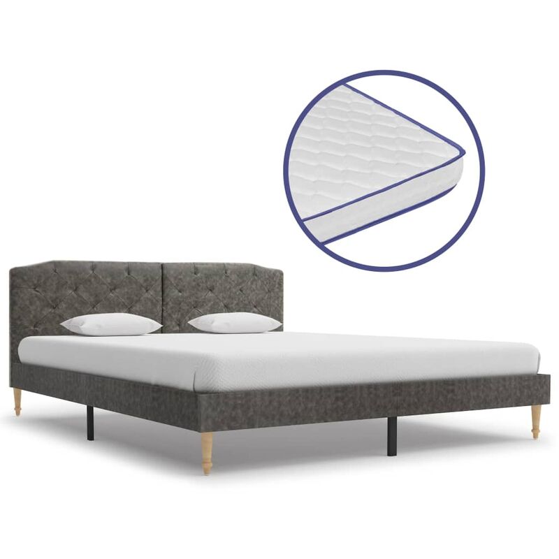 

Rogal Home&Deco Cama con colchón viscoelástico tela gris oscuro 160x200 cm
