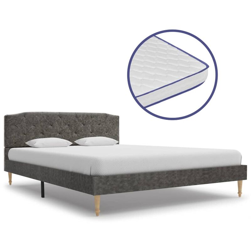 

Cama con Colchón Viscoelástico Tela Gris Oscuro 140x200 cm - Gris - Vidaxl
