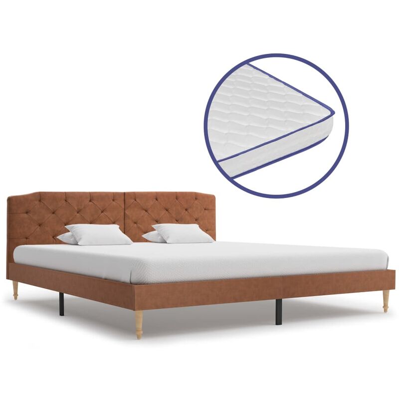 

Cama con Colchón Viscoelástico Tela Marrón 180x200 cm - Marrón - Vidaxl