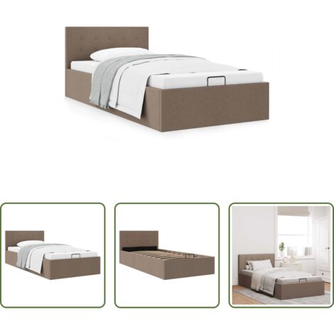 vidaXL Cama con compartimento -  Cama canapé hidráulica almacenaje sin colchón taupe 100x200cm