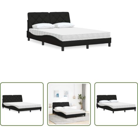vidaXL Cama con estructura -  Cama con colchón tela negro 120x200 cm