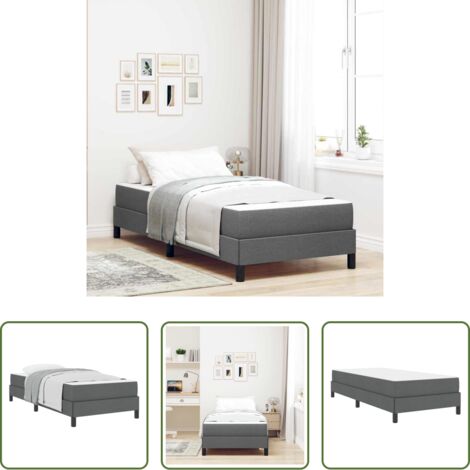vidaXL Cama con marco de listones -  Cama tipo Box Spring con colchón Gris oscuro 80 x 200 cm tela