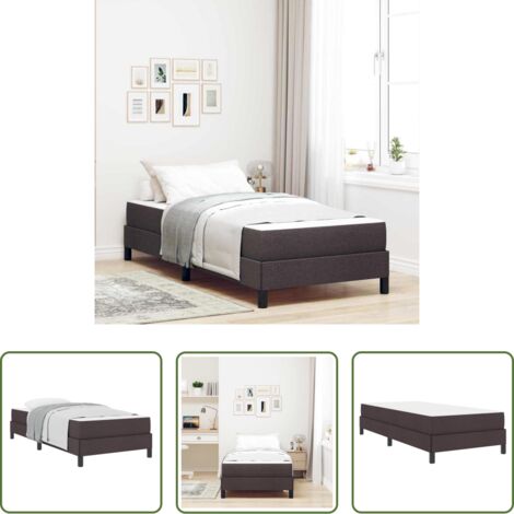vidaXL Cama con marco de listones -  Cama tipo Box Spring con colchón Marrón Oscuro 80 x 200 cm tela