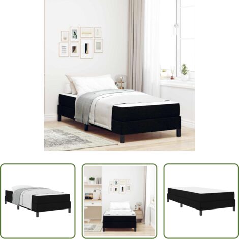 vidaXL Cama con marco de listones -  Cama tipo Box Spring con colchón Negro 90 x 190 cm tela