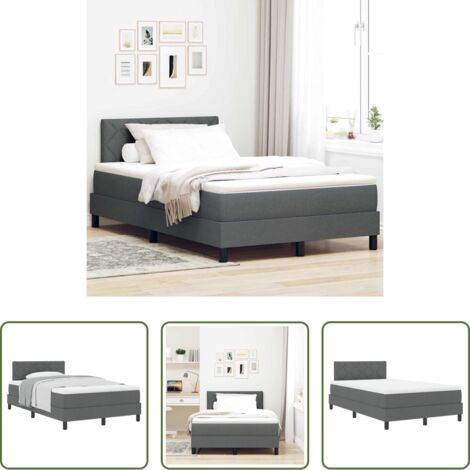 vidaXL Cama con somier -  Cama tipo Box Spring con colchón Gris oscuro 120 x 190 cm tela