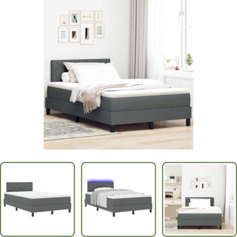 vidaXL Cama con somier -  Cama tipo Box Spring con colchón Gris oscuro 120 x 190 cm tela