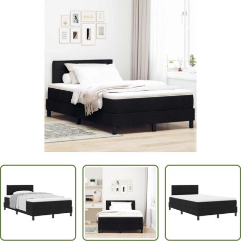 vidaXL Cama con somier -  Cama tipo Box Spring con colchón Negro 120 x 190 cm tela