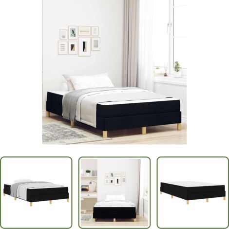 vidaXL Cama con somier -  Cama tipo Box Spring con colchón Negro 120 x 200 cm tela