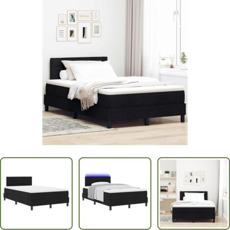 vidaXL Cama con somier -  Cama tipo Box Spring con colchón Negro 120 x 200 cm tela