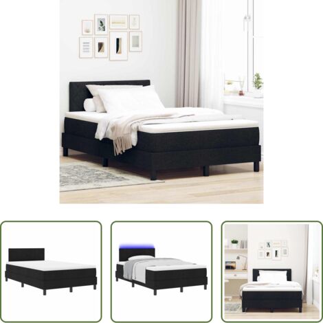 vidaXL Cama con somier -  Cama tipo Box Spring con colchón Negro 120 x 200 cm tela